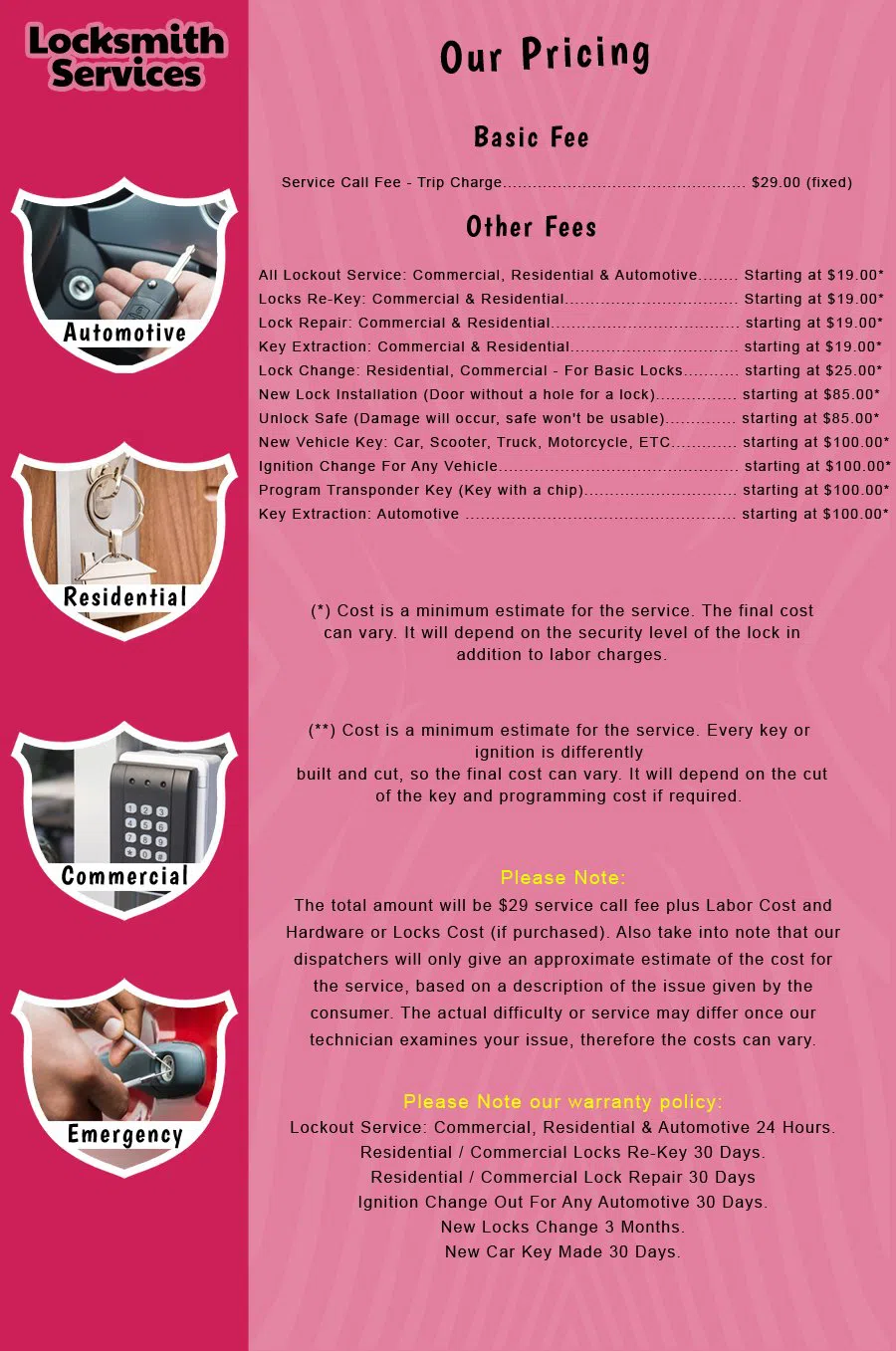 Totowa NJ Locksmith Store Totowa, NJ 973-436-4209 - price-list-c-18